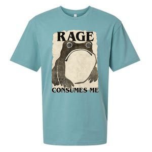 Retro Japanese Frog Funny Meme Quote Rage Consumes Me Sueded Cloud Jersey T-Shirt