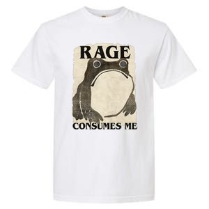 Retro Japanese Frog Funny Meme Quote Rage Consumes Me Garment-Dyed Heavyweight T-Shirt