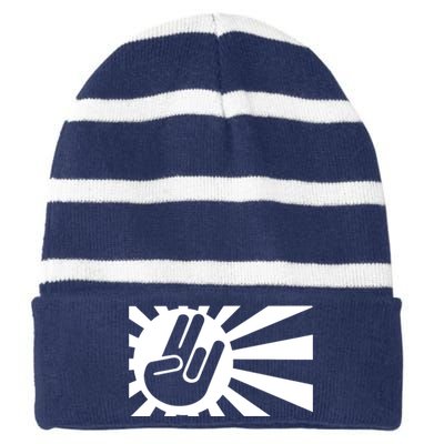 Racers Japan Flag Striped Beanie with Solid Band