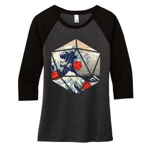 RPG Japanese Great Wave Gamer Men Women's Tri-Blend 3/4-Sleeve Raglan Shirt