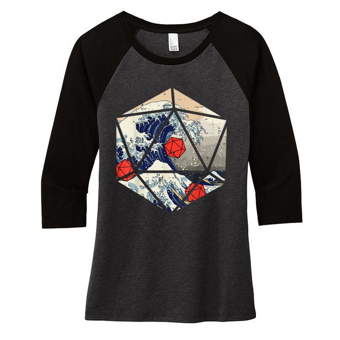 RPG Japanese Great Wave Gamer Men Women's Tri-Blend 3/4-Sleeve Raglan Shirt