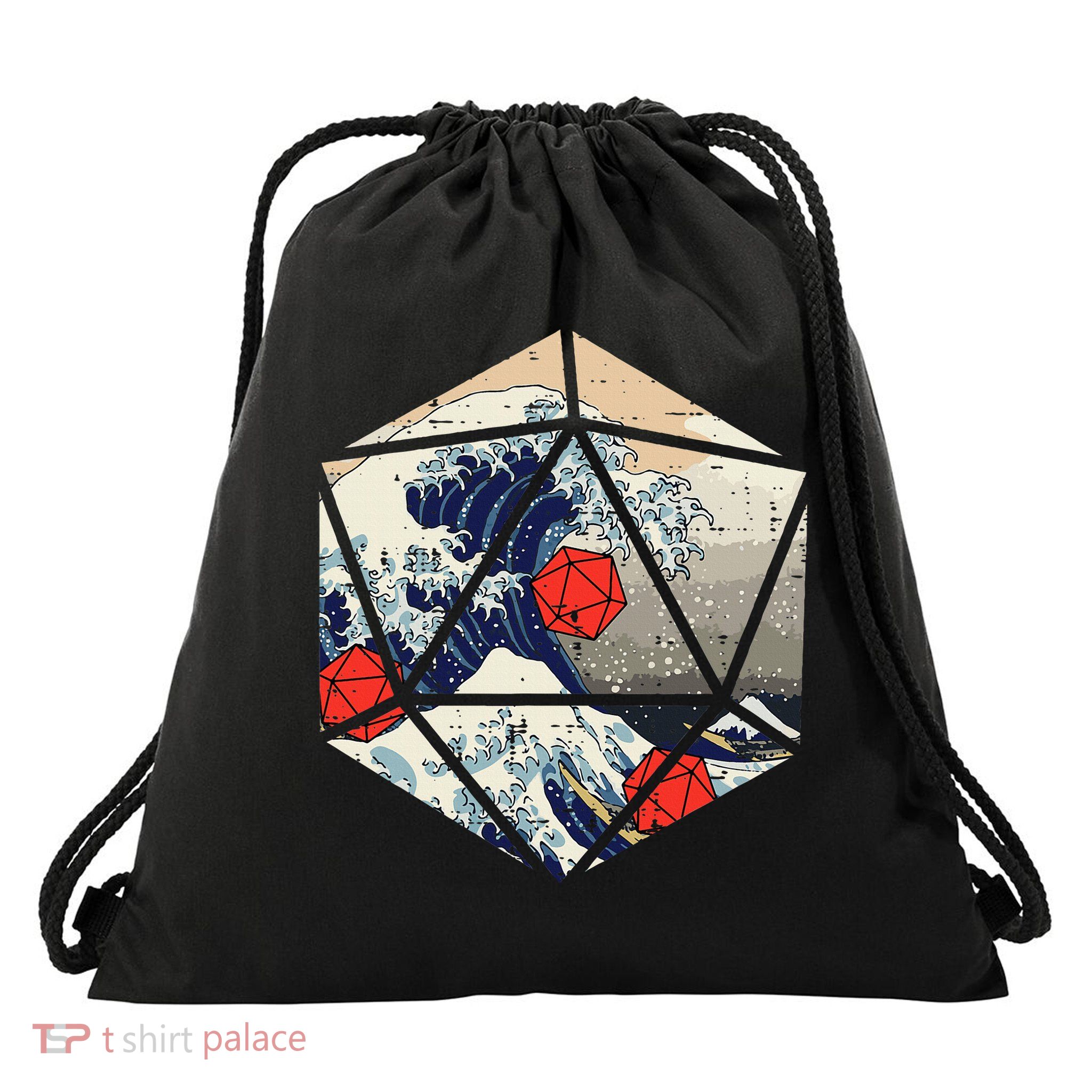 Rpg Japanese Great Wave Gamer Drawstring Bag