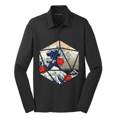 Rpg Japanese Great Wave Gamer Silk Touch Performance Long Sleeve Polo