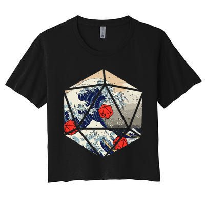 Rpg Japanese Great Wave Gamer Women's Crop Top Tee