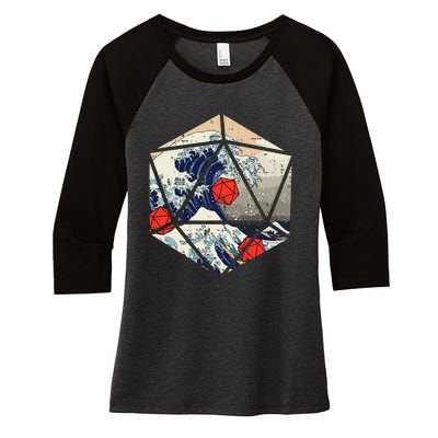 Rpg Japanese Great Wave Gamer Women's Tri-Blend 3/4-Sleeve Raglan Shirt