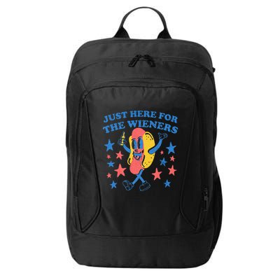 Retro Just Here For The Wieners 4th Of July Funny Hot Dog City Backpack