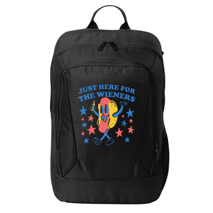 Retro Just Here For The Wieners 4th Of July Funny Hot Dog City Backpack