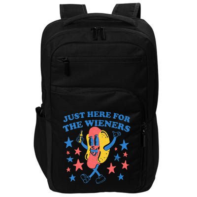 Retro Just Here For The Wieners 4th Of July Funny Hot Dog Impact Tech Backpack
