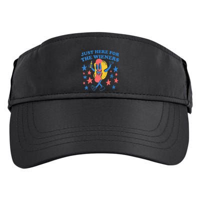 Retro Just Here For The Wieners 4th Of July Funny Hot Dog Adult Drive Performance Visor