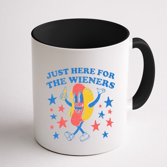 Retro Just Here For The Wieners 4th Of July Funny Hot Dog Mug