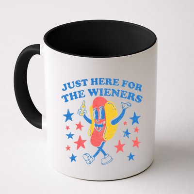 Retro Just Here For The Wieners 4th Of July Funny Hot Dog Mug
