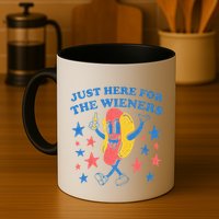 Retro Just Here For The Wieners 4th Of July Funny Hot Dog Mug