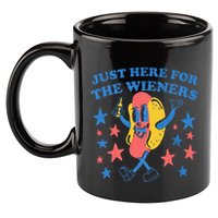 Retro Just Here For The Wieners 4th Of July Funny Hot Dog 11oz C Handle Ceramic Mug