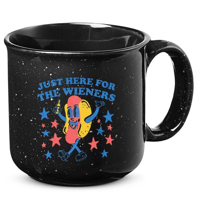 Retro Just Here For The Wieners 4th Of July Funny Hot Dog 15oz Campfire Ceramic Mug