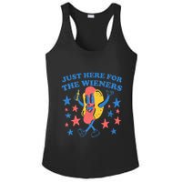 Retro Just Here For The Wieners 4th Of July Funny Hot Dog Ladies PosiCharge Competitor Racerback Tank