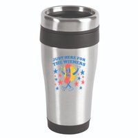 Retro Just Here For The Wieners 4th Of July Funny Hot Dog 16oz Travel Tumbler