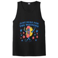 Retro Just Here For The Wieners 4th Of July Funny Hot Dog PosiCharge Competitor Tank