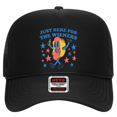 Retro Just Here For The Wieners 4th Of July Funny Hot Dog Trucker Hat