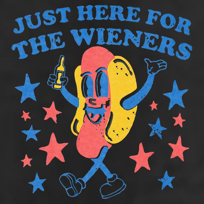 Retro Just Here For The Wieners 4th Of July Funny Hot Dog Trucker Hat