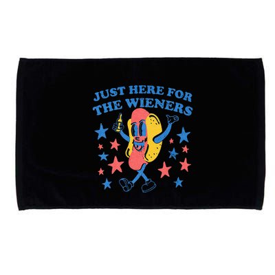 Retro Just Here For The Wieners 4th Of July Funny Hot Dog Microfiber Hand Towel