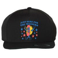 Retro Just Here For The Wieners 4th Of July Funny Hot Dog Wool Snapback Cap