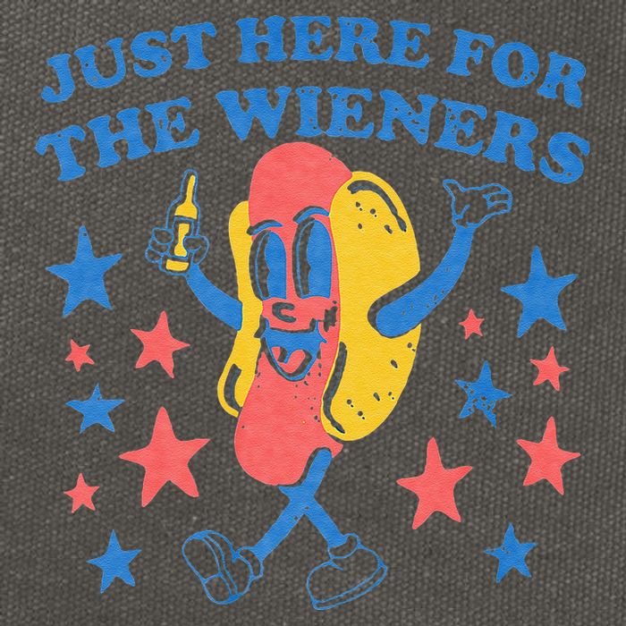 Retro Just Here For The Wieners 4th Of July Funny Hot Dog Cotton Canvas Backpack