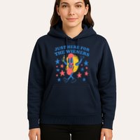 Retro Just Here For The Wieners 4th Of July Funny Hot Dog Hoodie