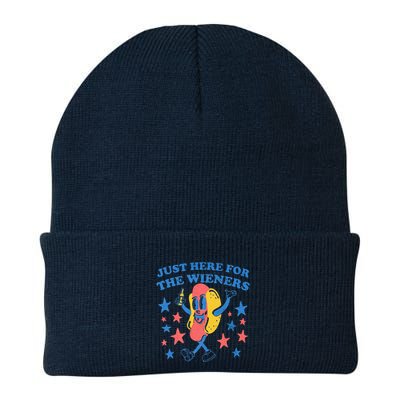 Retro Just Here For The Wieners 4th Of July Funny Hot Dog Beanie