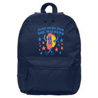 Retro Just Here For The Wieners 4th Of July Funny Hot Dog 16 in Basic Backpack