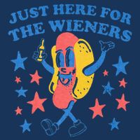 Retro Just Here For The Wieners 4th Of July Funny Hot Dog 16 in Basic Backpack