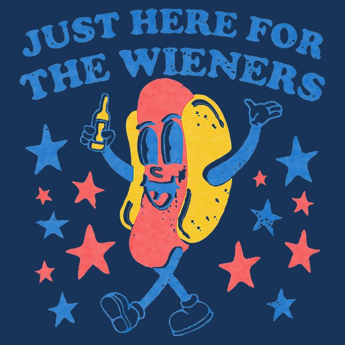 Retro Just Here For The Wieners 4th Of July Funny Hot Dog 16 in Basic Backpack