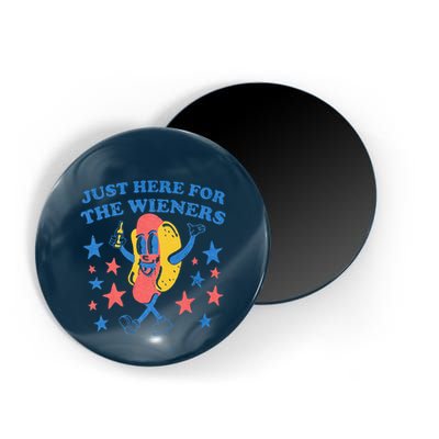 Retro Just Here For The Wieners 4th Of July Funny Hot Dog Magnet