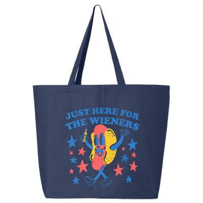 Retro Just Here For The Wieners 4th Of July Funny Hot Dog 25L Jumbo Tote