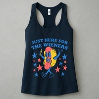 Retro Just Here For The Wieners 4th Of July Funny Hot Dog Womens Tank Top