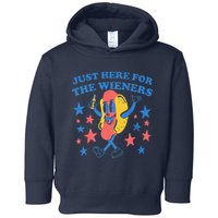 Retro Just Here For The Wieners 4th Of July Funny Hot Dog Toddler Hoodie
