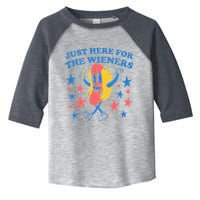Retro Just Here For The Wieners 4th Of July Funny Hot Dog Toddler Fine Jersey T-Shirt