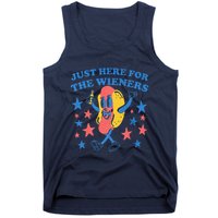 Retro Just Here For The Wieners 4th Of July Funny Hot Dog Tank Top
