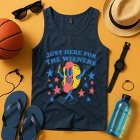 Retro Just Here For The Wieners 4th Of July Funny Hot Dog Tank Top
