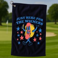 Retro Just Here For The Wieners 4th Of July Funny Hot Dog Golf Towel