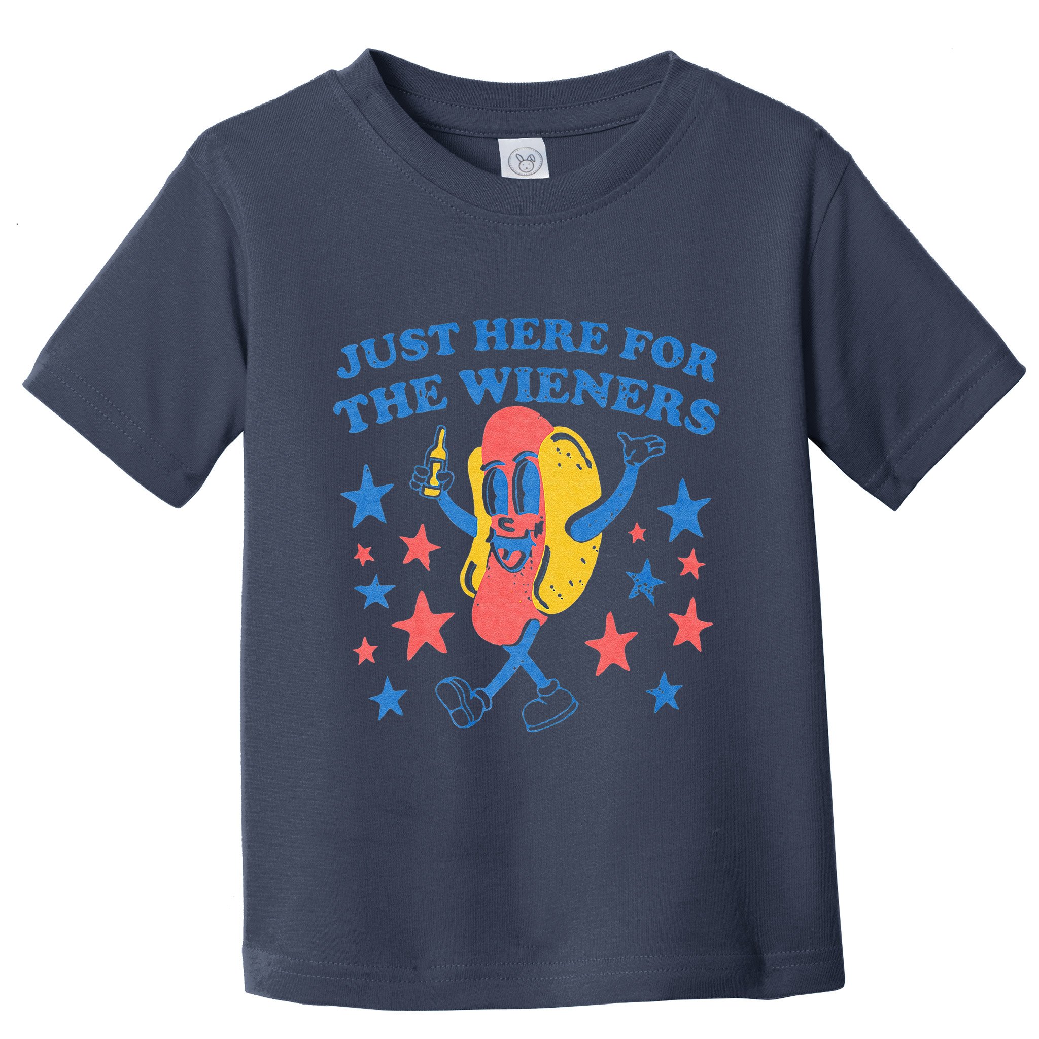 Retro Just Here For The Wieners 4th Of July Funny Hot Dog Toddler T-Shirt