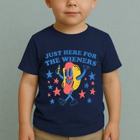 Retro Just Here For The Wieners 4th Of July Funny Hot Dog Toddler T-Shirt