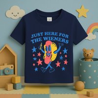 Retro Just Here For The Wieners 4th Of July Funny Hot Dog Toddler T-Shirt