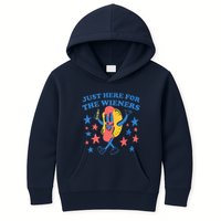 Retro Just Here For The Wieners 4th Of July Funny Hot Dog Kids Hoodie