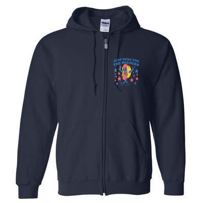 Retro Just Here For The Wieners 4th Of July Funny Hot Dog Full Zip Hoodie