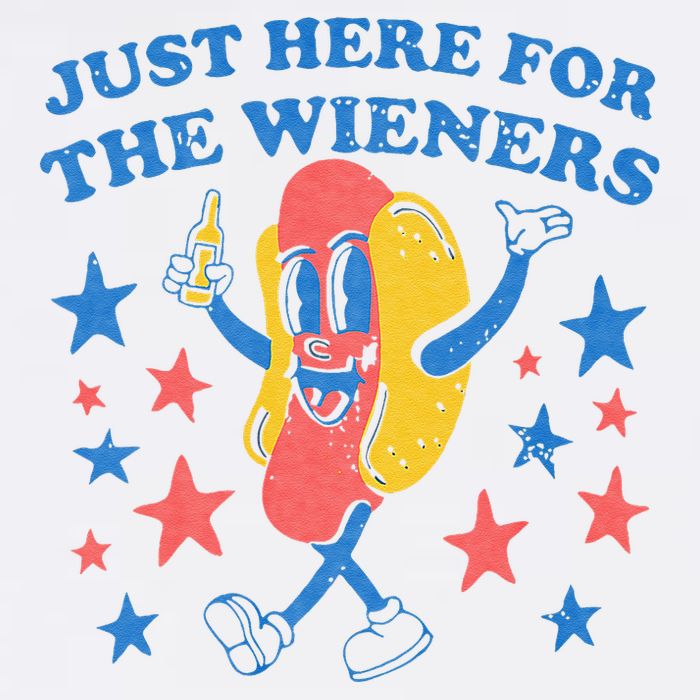 Retro Just Here For The Wieners 4th Of July Funny Hot Dog Garment-Dyed Sweatshirt