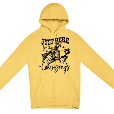 Retro Just Here For The Cow Western Country Cow Gift Premium Pullover Hoodie