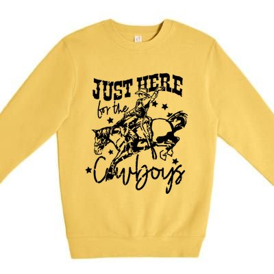 Retro Just Here For The Cow Western Country Cow Gift Premium Crewneck Sweatshirt