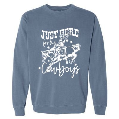 Retro Just Here For The Cow Western Country Cow Gift Garment-Dyed Sweatshirt