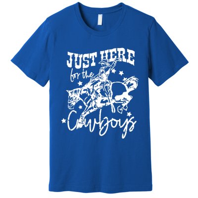 Retro Just Here For The Cow Western Country Cow Gift Premium T-Shirt