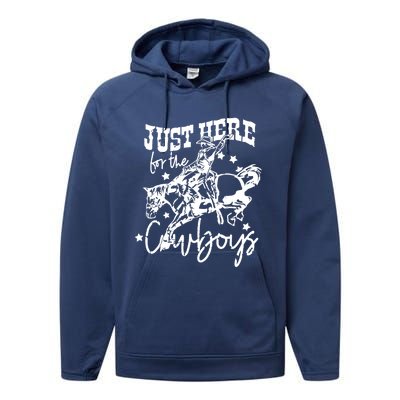 Retro Just Here For The Cow Western Country Cow Gift Performance Fleece Hoodie